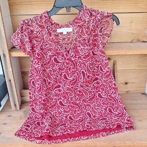 LOFT Red Paisley Women's Top